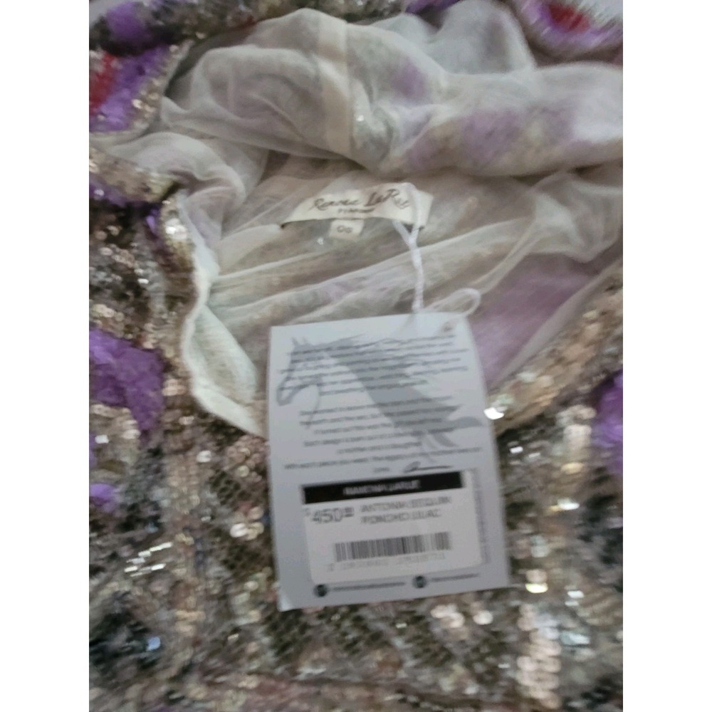 NWT Ramona La Rue by Arianne Hooded Sequin Poncho Lilac One Size Luxury - Picture 8 of 14